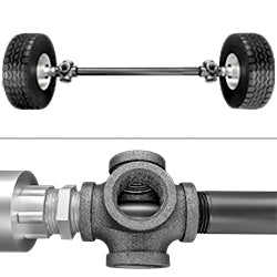 10" Wheels With 36" Axle and 2 x 3/4" 5-Way Black Steel Connections