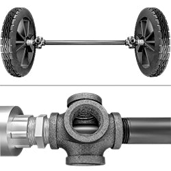 16" Wheels With 36" Axle and 2 x 3/4" 5-Way Black Steel Connections